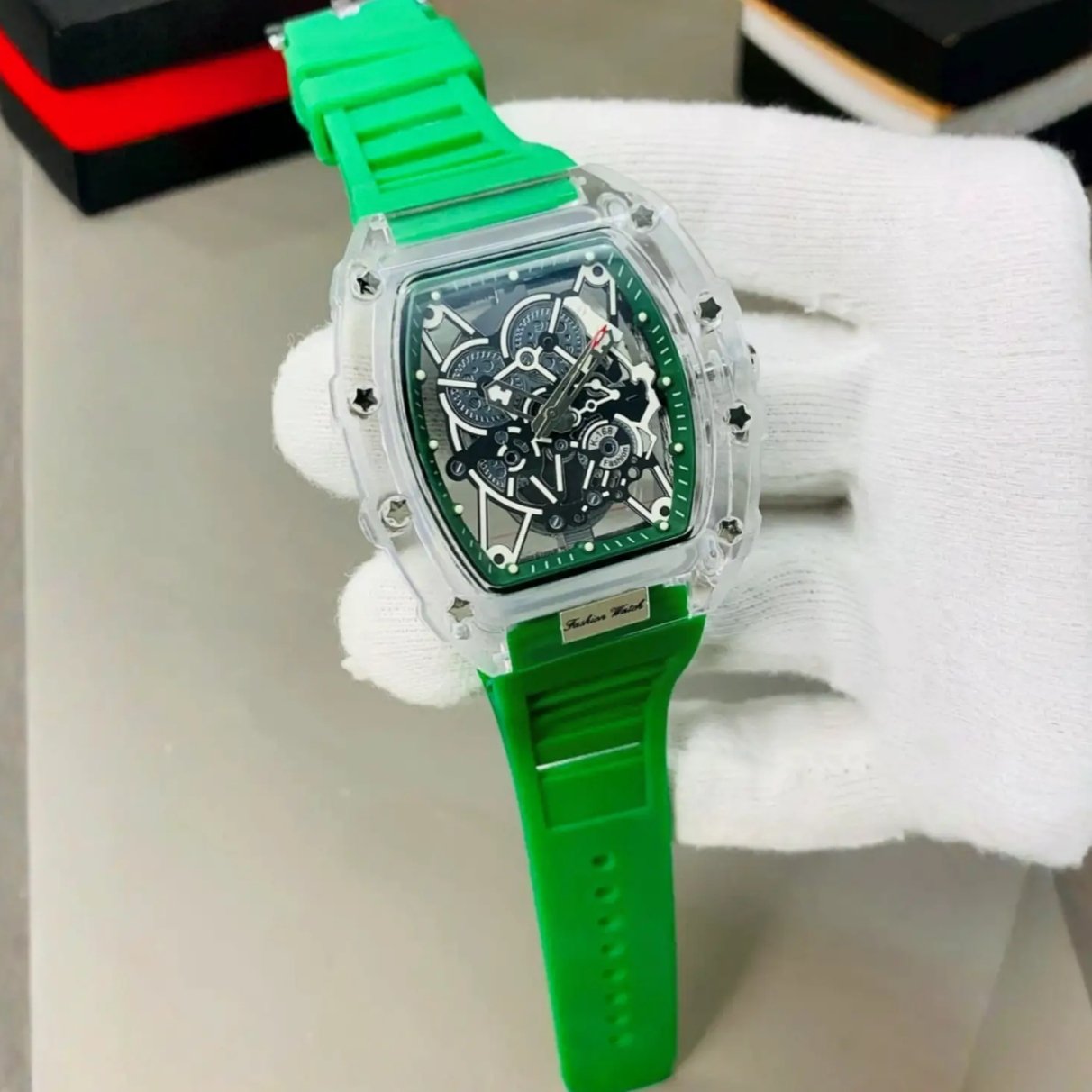 Transparent Skeleton Neon Green Sports Watch